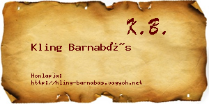 Kling Barnabás névjegykártya